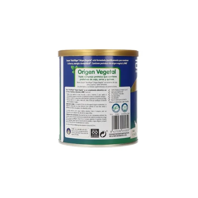 Ensure nutrivigor origen vegetal sabor almendra, información Ensure nutrivigor origen vegetal sabor almendra, información