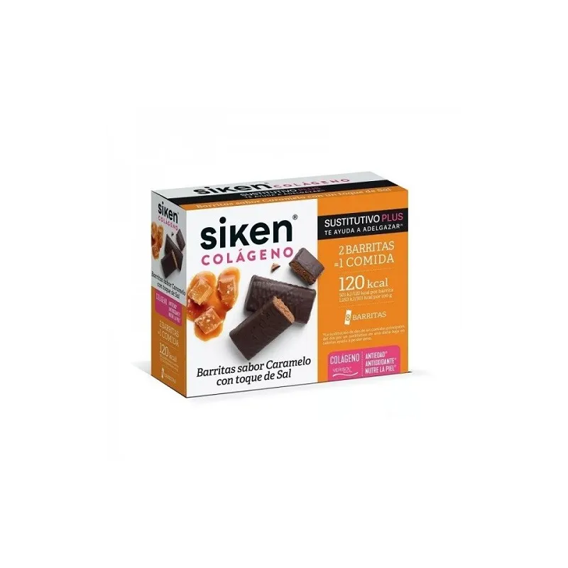Siken colágeno sustitutivo plus sabor caramelo, 8 barritas Siken colágeno sustitutivo plus sabor caramelo, 8 barritas