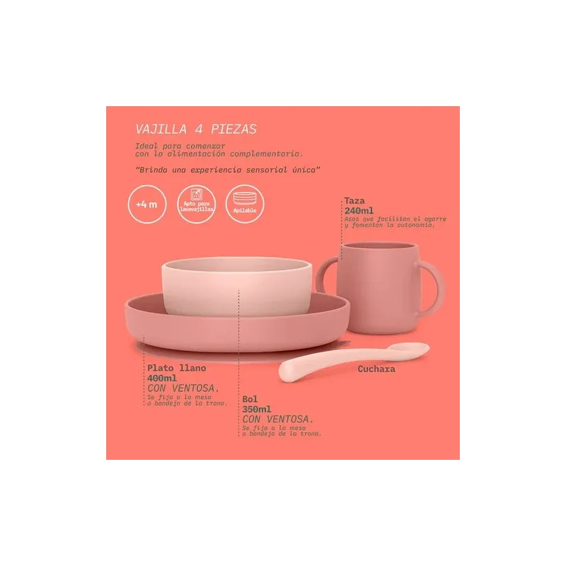 Suavinex vajilla infantil de silicona rosa soft colour Suavinex vajilla infantil de silicona rosa soft colour