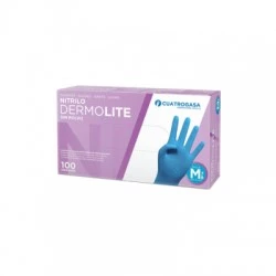 Dermolite guantes nitrilo talla M sin polvo, 100 unidades