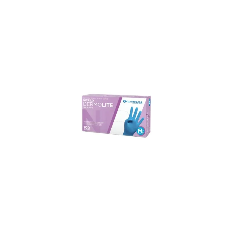 Dermolite guantes nitrilo talla M sin polvo, 100 unidades