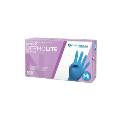 Dermolite guantes nitrilo talla M sin polvo, 100 unidades