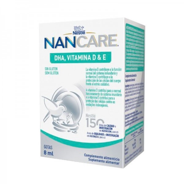 NAN Care DHA, Vitamina D&E Gotas, 8ml.