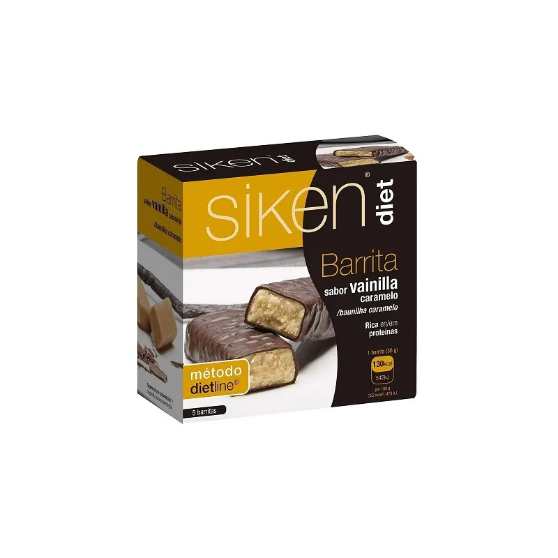 Siken Diet barrita sustitutiva sabor vainilla caramelo, 5 barritas