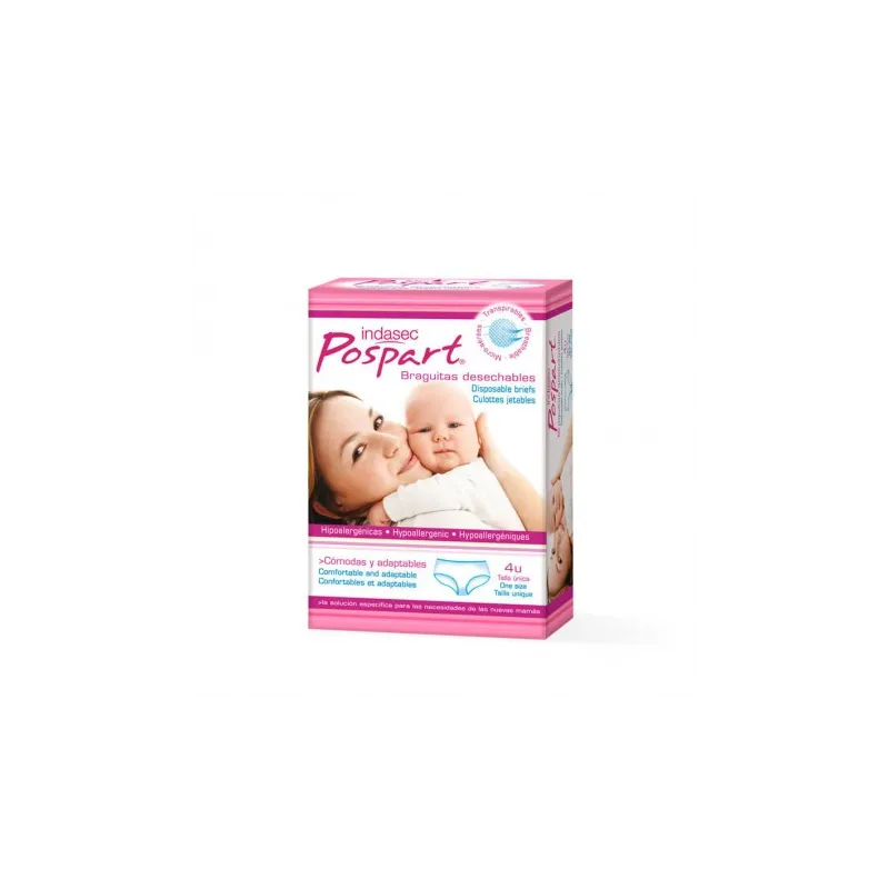 Indasec Postpart Braga Desechable T-Unica, 4 Uds.