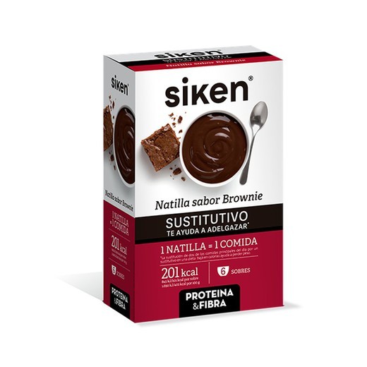 Siken Protein Sustitutive Natillas Brownie, 6 Sobres.