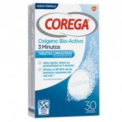Corega Oxígeno Bio-Activo Tabletas limpiadoras, 30 tabletas.