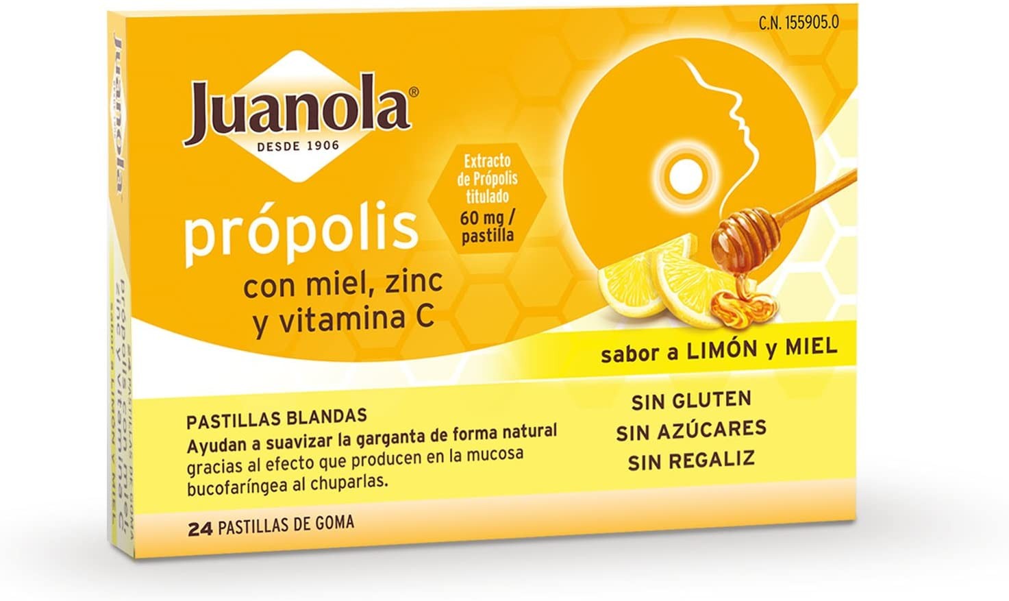 Juanola Própolis Miel, Zinc y Vitamina C, 24 Pastillas.