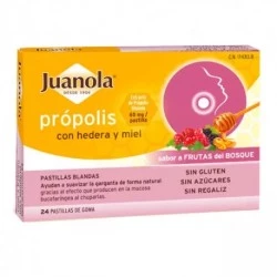 Juanola Própolis con Miel, Zinc, Hedera y Vitamina C Sabor Frutas del Bosque, 24 Pastillas.