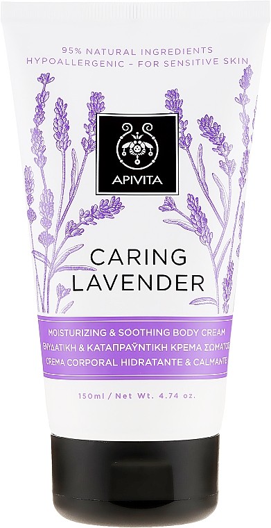 Apivita Caring Lavender Crema Corporal Hidratante y Calmante, 150ml.