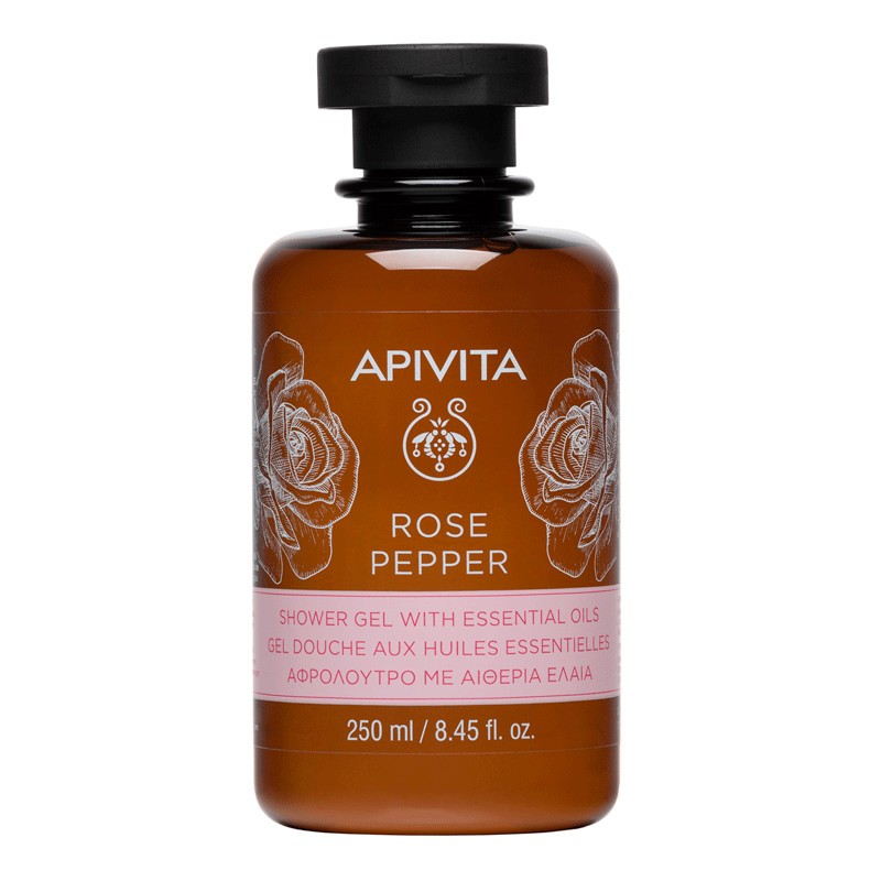 Apivita Rose Pepper Gel Baño Aceites Esenciales, 300ml.