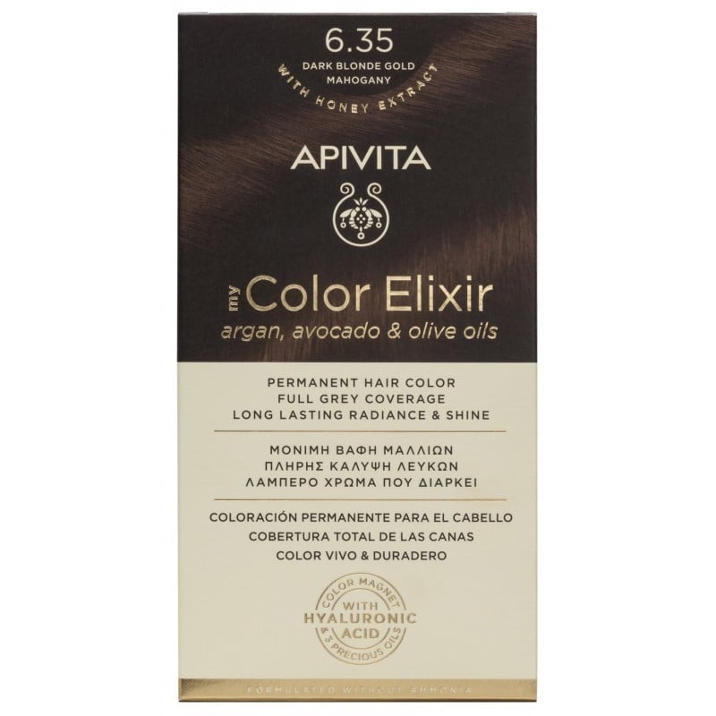 Apivita my Color Elixir Tinte 6.35, Rubio oscuro dorado caoba.