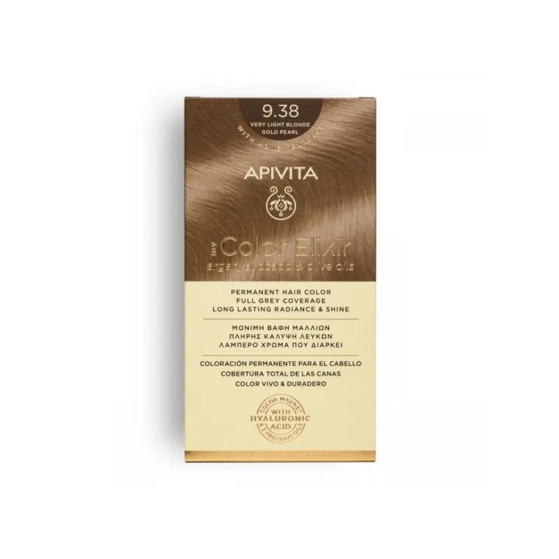 Apivita Tinte my Color Elixir 9.38, Rubio muy claro dorado perlado