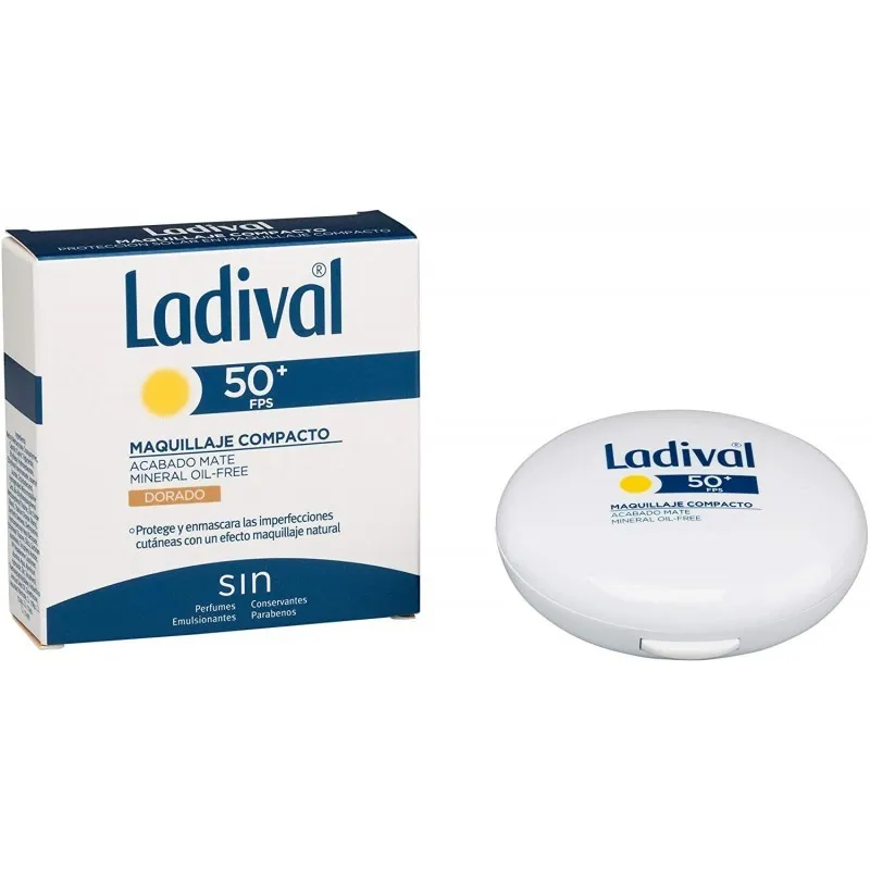 Ladival Protector Solar SPF50+  Maquillaje Compacto Dorado, 10g.