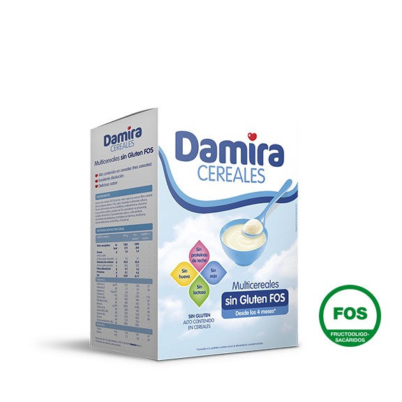 Damira Papilla Cereales Sin Gluten, 600g.