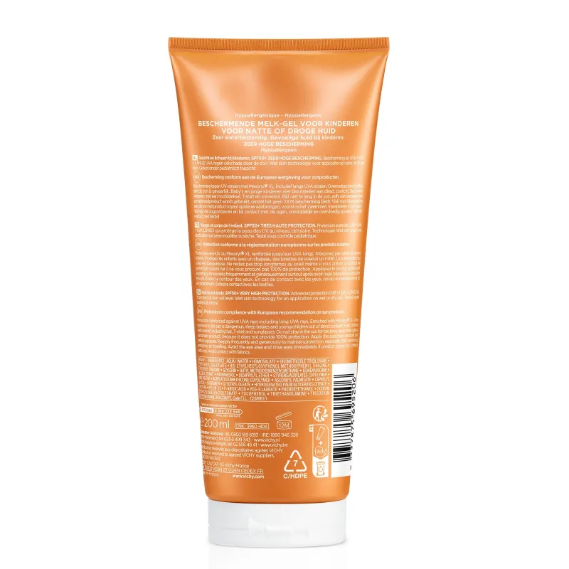 Vichy Sun Gel Wet Skin SPF50+ NIños, 200ml. Vichy Sun Gel Wet Skin SPF50+ NIños, 200ml.