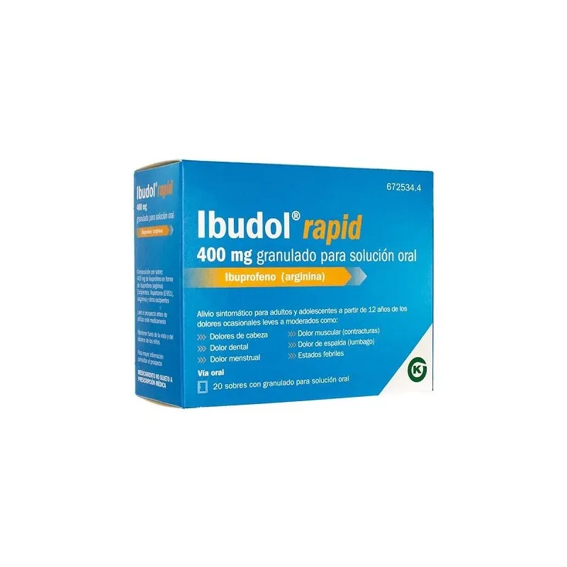 Ibudol rapid 400 mg, 20 sobres granulado para solución oral