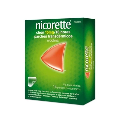 Nicorette clear 15 mg/16 horas parches transdérmicos