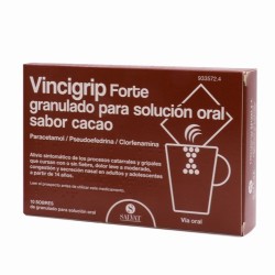 Vincigrip forte granulado para solución oral sabor cacao, 10 sobres