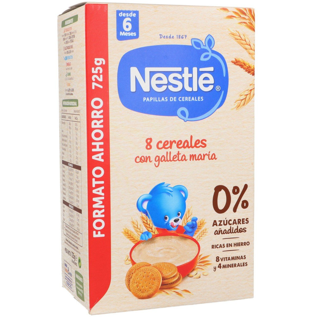 Nestlé papilla 8 cereales formato ahorro, 900 gr