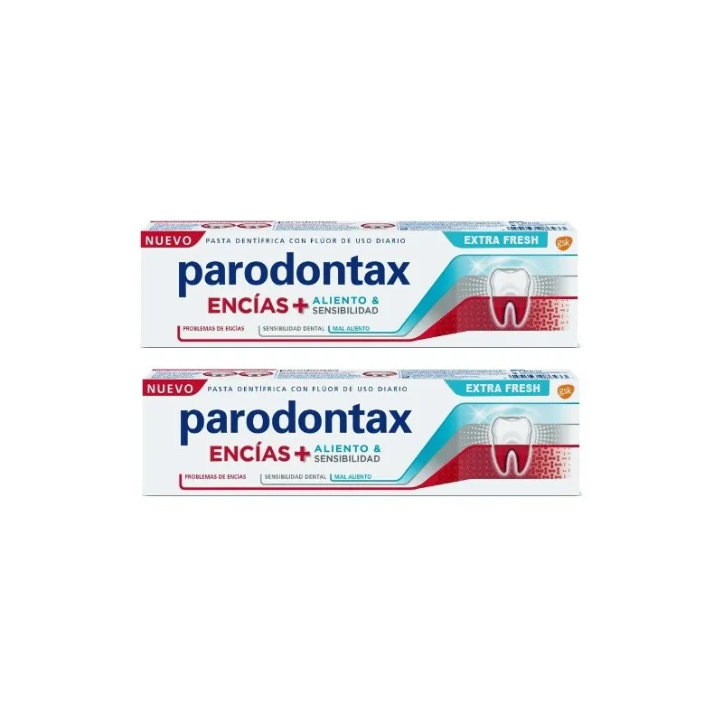 Parodontax encías + aliento y sensibilidad extra fresh duplo, 2 x 75 ml