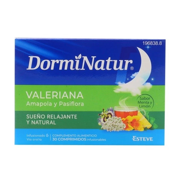 Dorminatur valeriana, amapola y pasiflora, 30 comprimidos