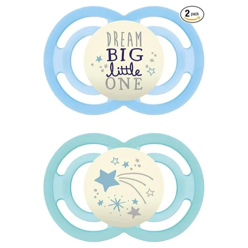 MAM Chupete Silicona Fisiologico Perfect Night Azul +6M, 2 unidades