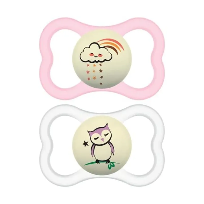 MAM Chupete Silicona Simetrica Supreme Night Rosa +6M, 2 unidades