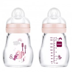MAM Feel Good Biberón Cristal Rosa 170 ml