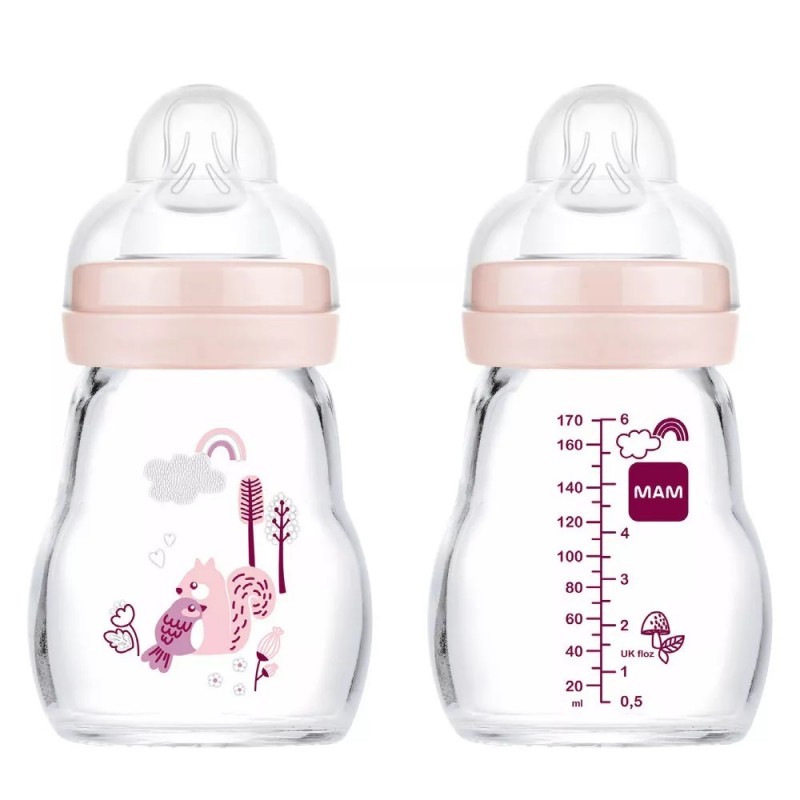 MAM Feel Good Biberón Cristal Rosa 170 ml
