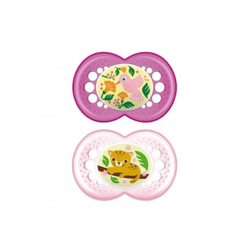 MAM Chupete Silicona Fisiologico Original Night Rosa +16M, 2 unidades