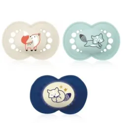 MAM Chupete Silicona Original Day&Night Azul +6M, 3 unidades MAM Chupete Silicona Original Day&Night Azul +6M, 3 unidades