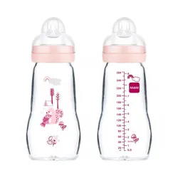 MAM Biberón Feel Good Cristal Rosa +2M, 260 ml MAM Biberón Feel Good Cristal Rosa +2M, 260 ml