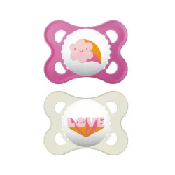 MAM Chupete Silicona Original Rosa 0-6M, 2 Unidades MAM Chupete Silicona Original Rosa 0-6M, 2 Unidades