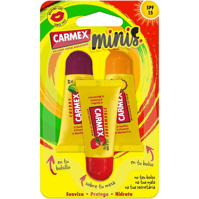 Carmex Mini Balsamo Labial SPF15, 3 minitubos 5 g