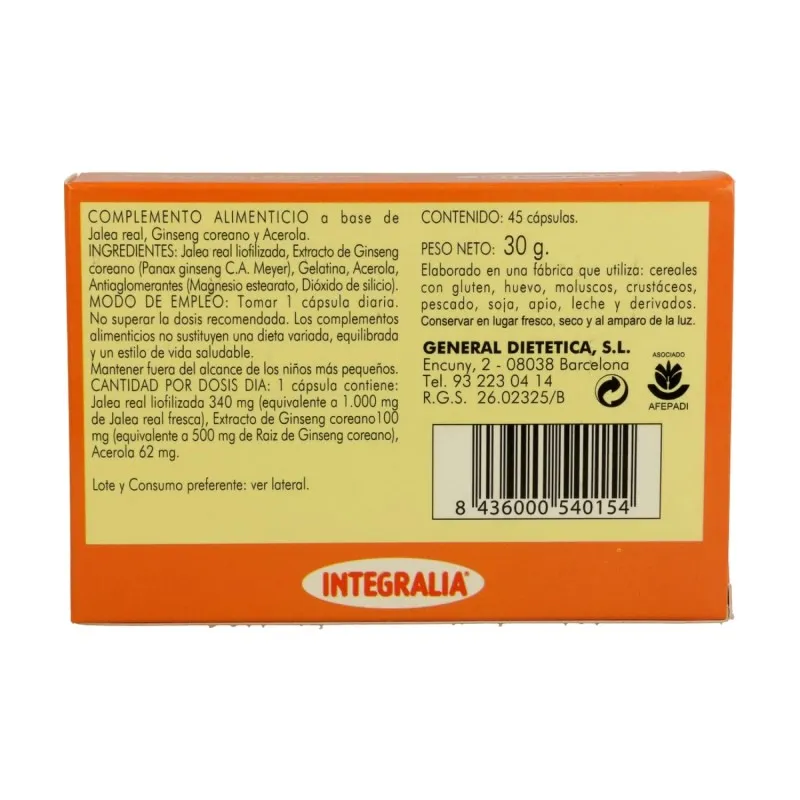 Integralia Jalea Real + Ginseng + Acerola | Farmacia Barata Integralia Jalea Real + Ginseng + Acerola | Farmacia Barata