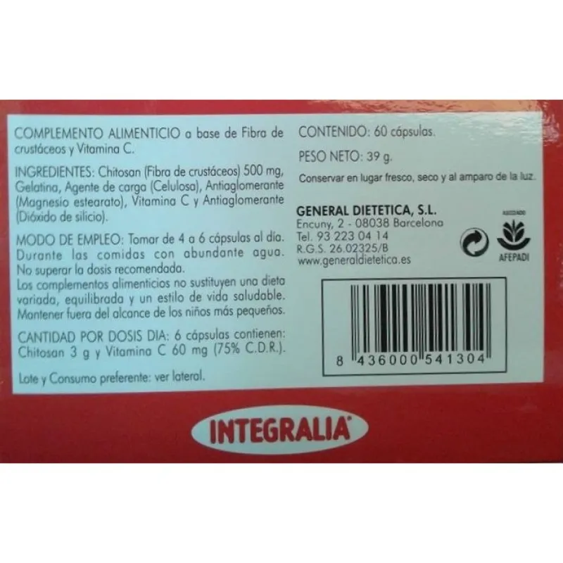 Integralia Chitosan, 60 Cápsulas | Farmacia Barata Integralia Chitosan, 60 Cápsulas | Farmacia Barata