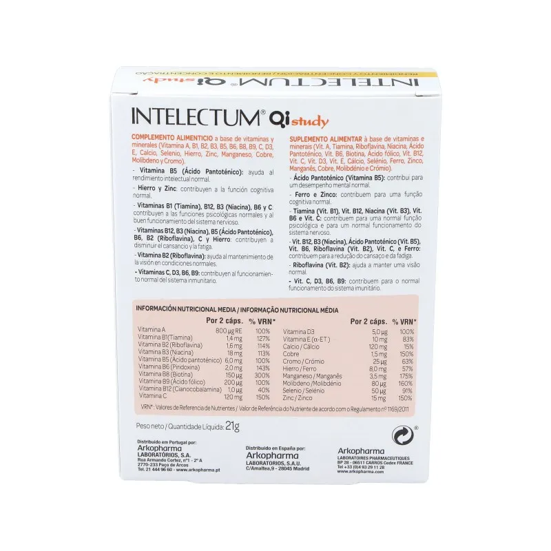 Arkopharma Intelectum Study 30 Cápsulas | Farmacia Barata