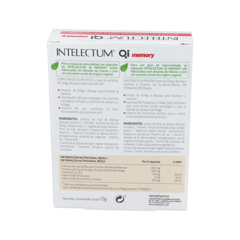 Arkopharma Intelectum Memory | Farmacia Barata