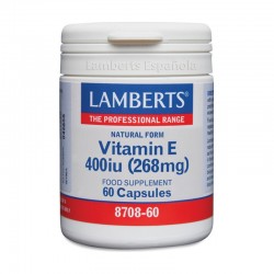 Lamberts Vitamina E Natural 400 UI, 60 cápsulas.