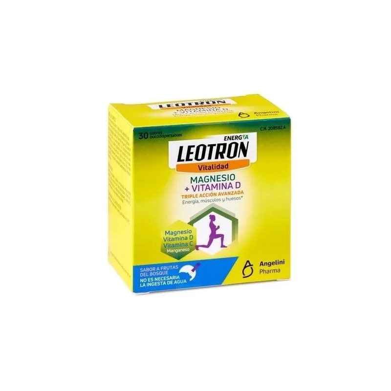 Leotron Energía y Vitalidad magnesio + vitamina D, 30 sobres bucodispersables
