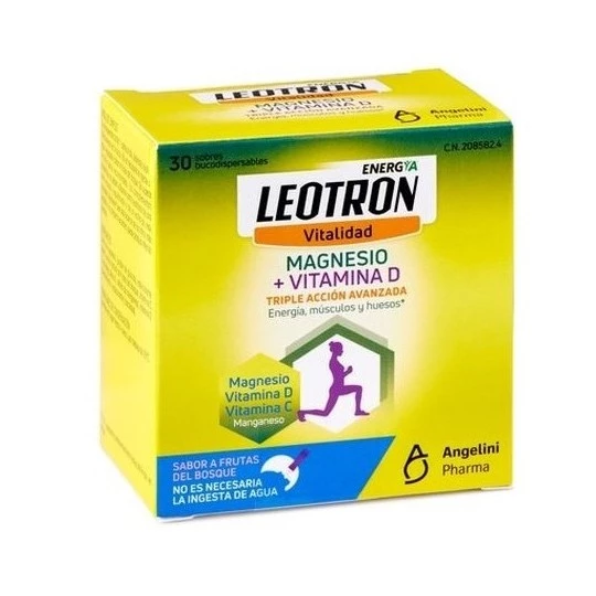 Leotron Energía y Vitalidad magnesio + vitamina D, 30 sobres bucodispersables