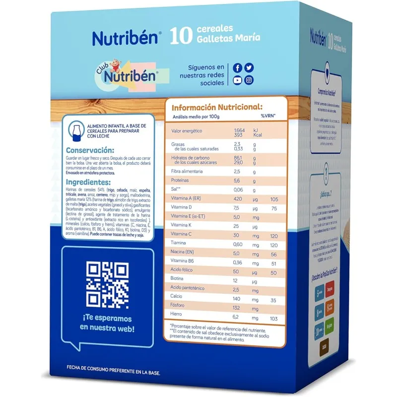 Nutriben 10 Cereales Galletas María 600g | Farmacia Barata Nutriben 10 Cereales Galletas María 600g | Farmacia Barata