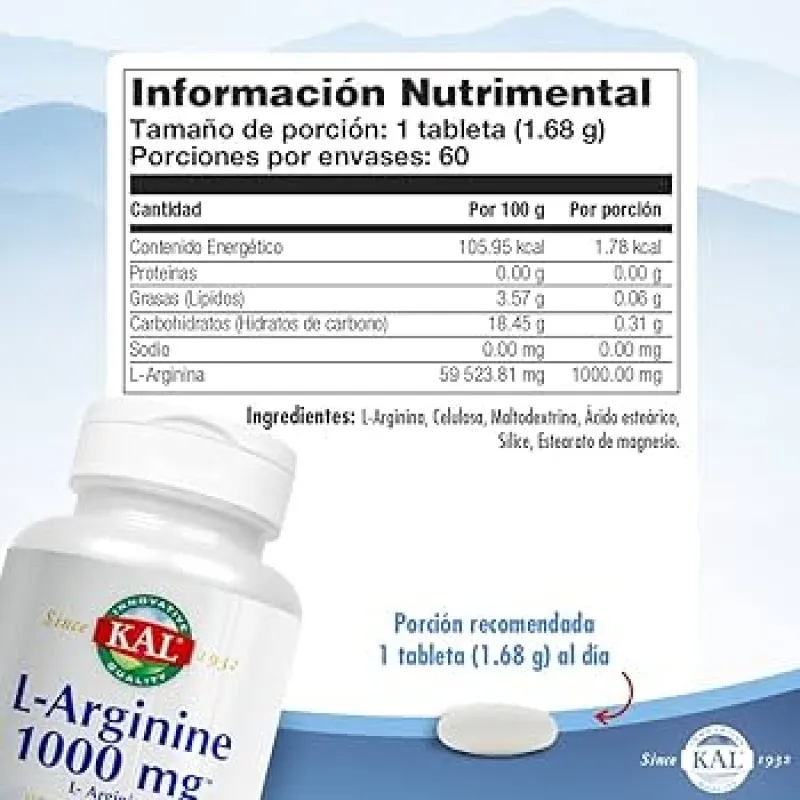 Kal l-Arginina a/r 1000mg - 120 comprimidos | Farmacia Barata Kal l-Arginina a/r 1000mg - 120 comprimidos | Farmacia Barata