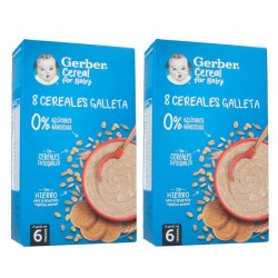 Nestle Gerber 8 Cereales con galleta 2x500 gramos