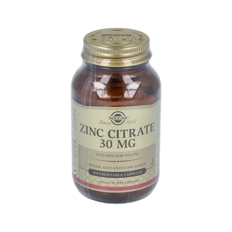 Solgar Citrato de Zinc 30 mg, 100 Caps. | Farmacia Barata