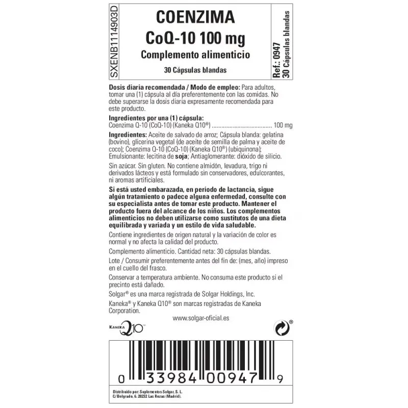 Solgar Coenzima Q-10 100 mg | Farmacia Barata