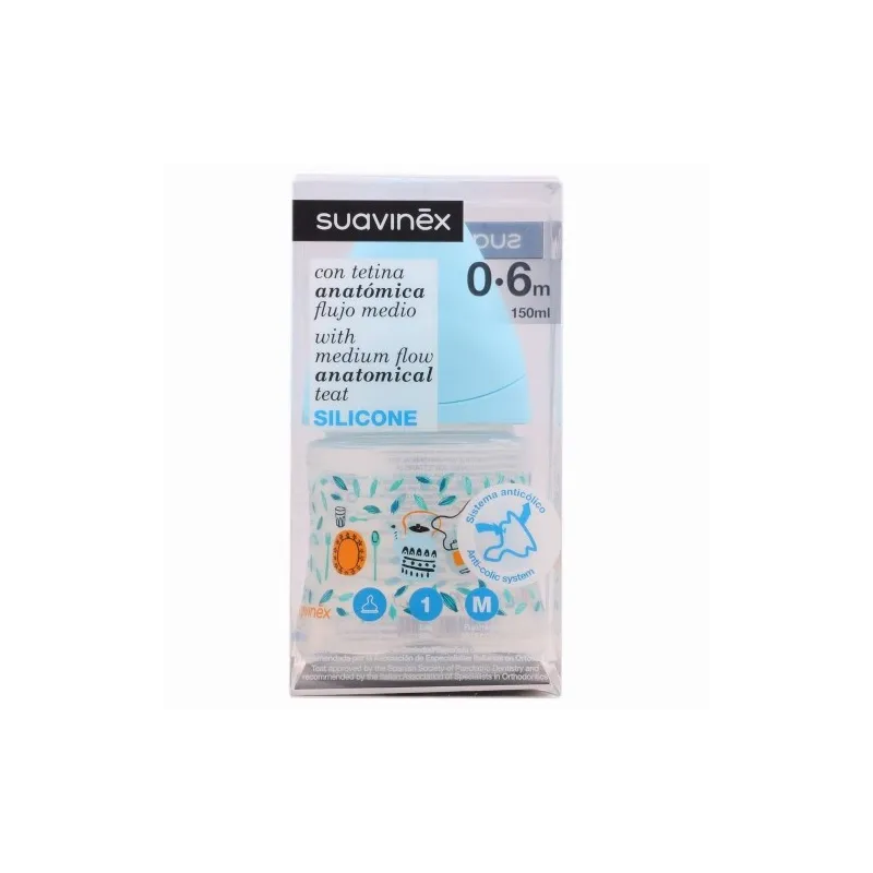 Suavinex Biberon Tetina Anatomica Silicona Clasico 1M,150 ml