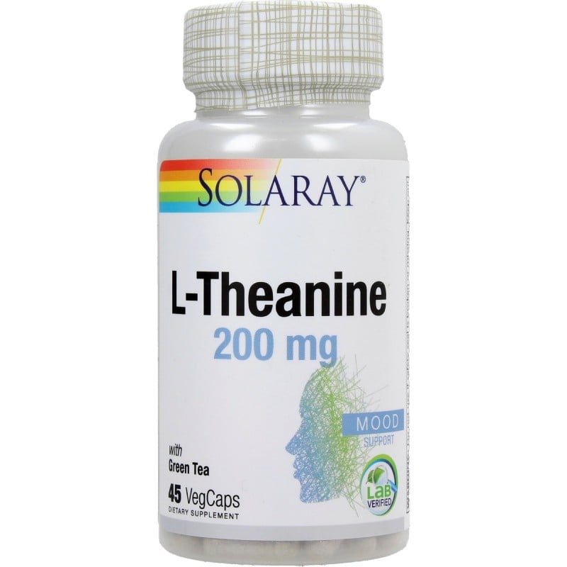 Solaray L-Theanine 200 mg, 45 cápsulas vegetales