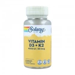 Solaray vitamina D3 & K2, 60 cápsulas vegetales